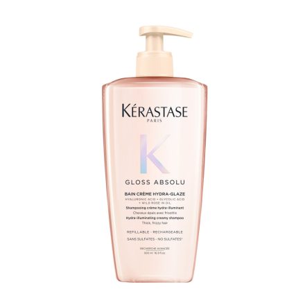 KÉRASTASE GLOSS ABSOLU Bain Crème Hydra-Glaze 500 ml - Fényfokozó hatású, hidratáló krémhajfürdő – vastag szálú, szöszösödő hajra